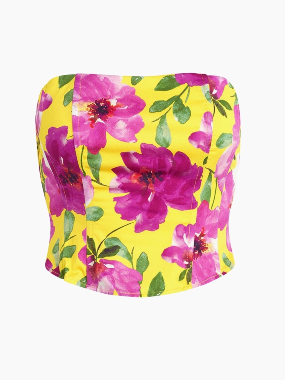 Favorite Daughter Yellow Strapless Floral Bustier